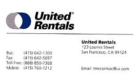 United Rentals, San Francisco, CA