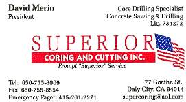 Superior Coring & Cutting, Inc.,Daly City, CA
