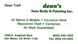 dean's Auto Body & Painting Inc., Dean Treft, San Mateo, CA
