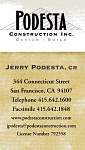 Podesta Construction Inc., Jerry Podesta, San Francisco, CA