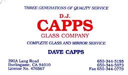DJ Capps Glass Co., Dave Capps, Burlingame, CA