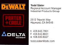 DeWalt Porter Cable, Todd Slater, Hayward, CA